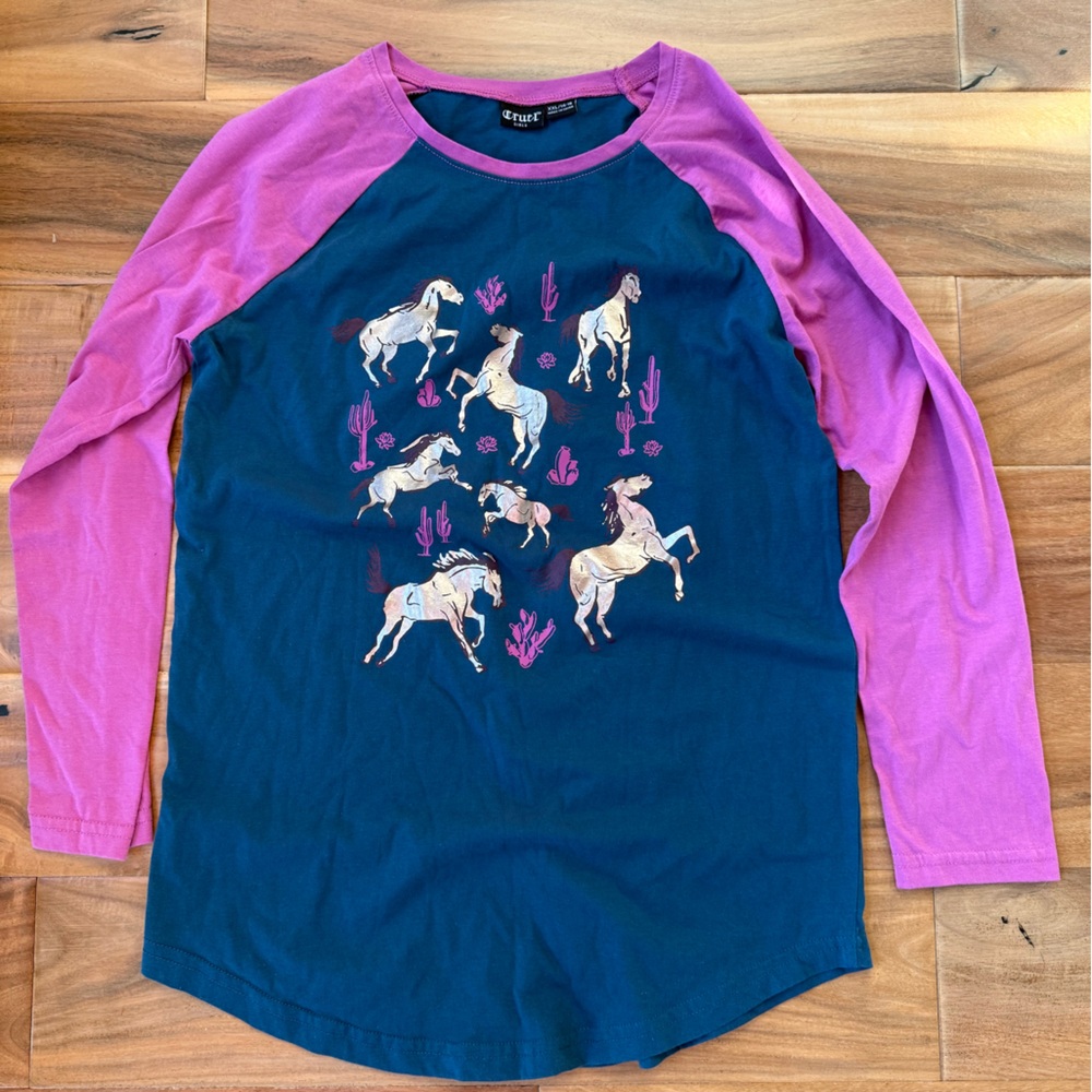 Cruel Girl Long Sleeve Shirt - Teal and Purple